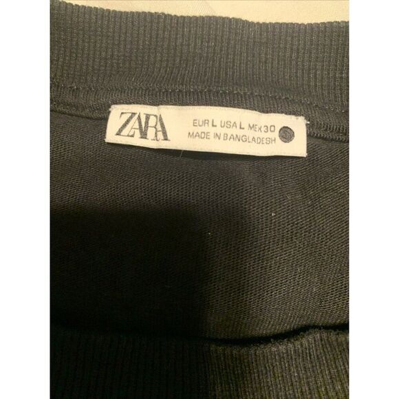 Zara Womens Solid Black Crew Neck Short Sleeve T Shirt Top Large - Picture 3 of 3
